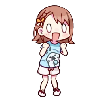 minori hanasato from project sekai standing excitedly wearing a blue otter shirt and white shorts